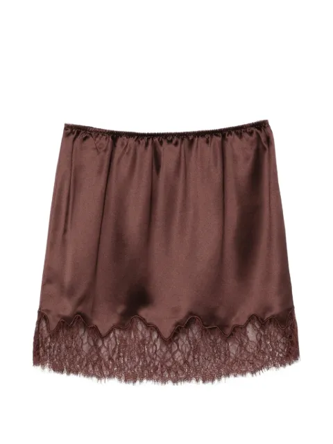 Isabelle Blanche lace-trim satin-finish mini skirt