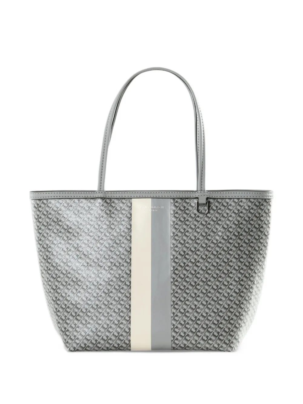 Tory Burch monogram-print striped tote bag Grijs