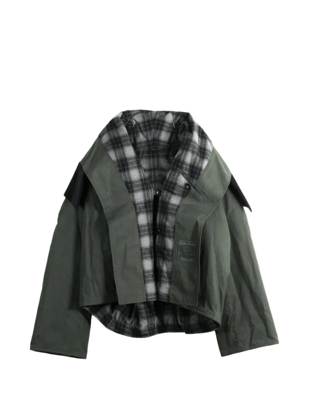 Julie Kegels check-pattern panelled coat - Green