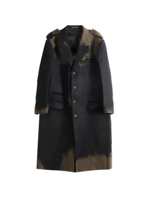 Yohji Yamamoto sprayed-effect epaulette single-breasted coat
