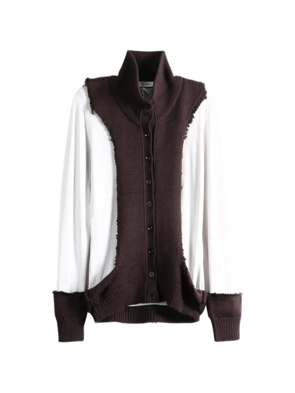 Julie Kegels frayed panelled cardigan - Marrone