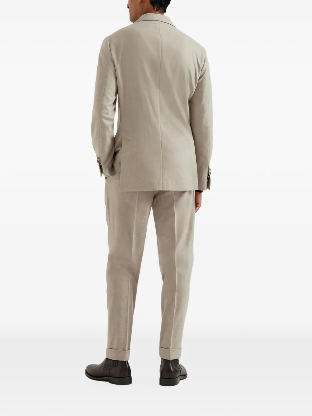 Brunello Cucinelli double-breasted peak-lapel suit Beige