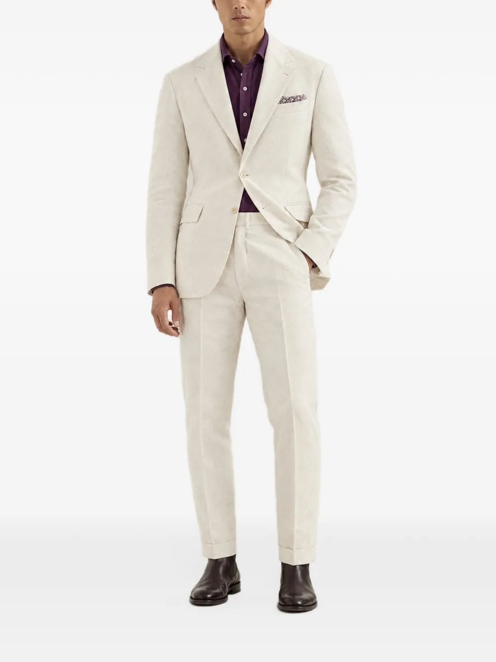 Brunello Cucinelli cotton-linen blend suit Beige