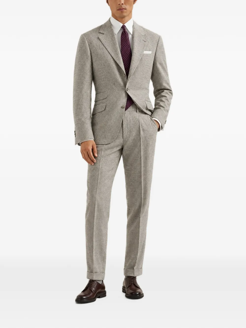 Brunello Cucinelli checked single-breasted suit Beige