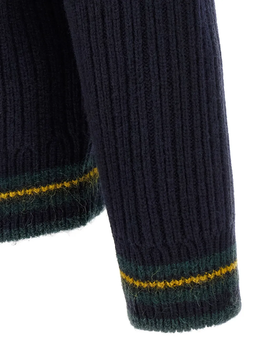 Lacoste striped wool sweater with V-neck Blauw