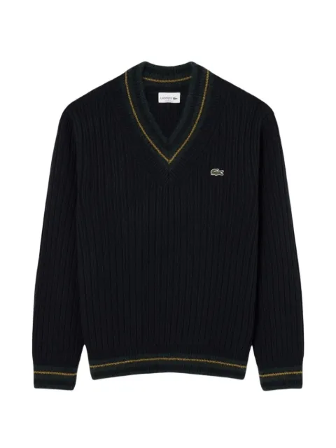 Lacoste striped wool sweater with V-neck