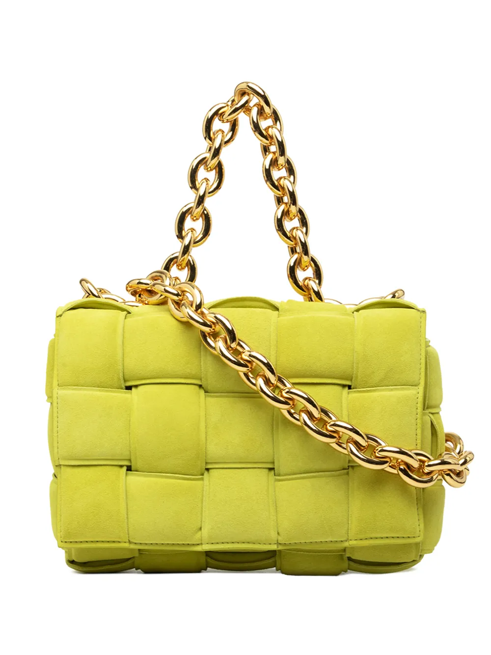Bottega Veneta Pre-Owned 2012-2026 Suede Intrecciato Padded Chain Cassette satchel - Yellow