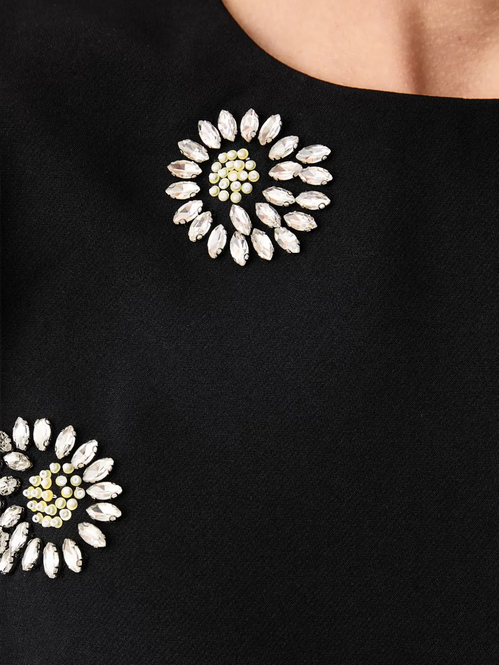 Stine Goya crystal-embellished puff-sleeve midi dress Zwart