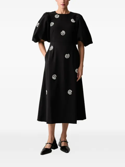 Stine Goya crystal-embellished puff-sleeve midi dress