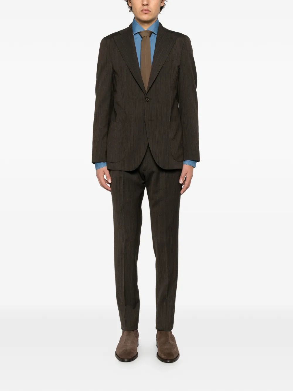 Barba spread-collar button-up shirt Blauw