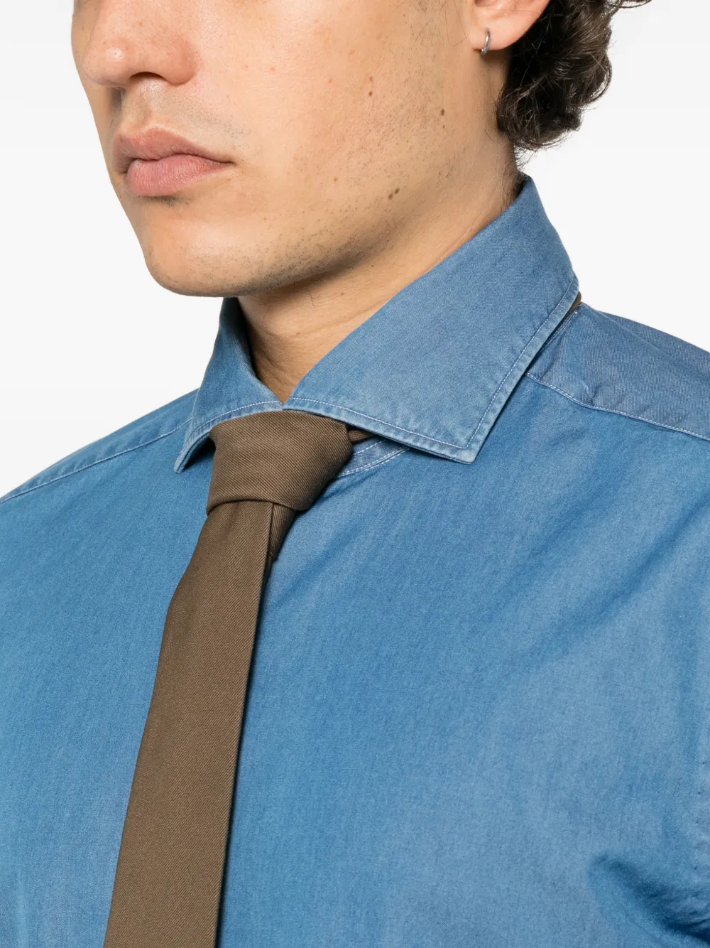 Barba spread-collar button-up shirt Blauw