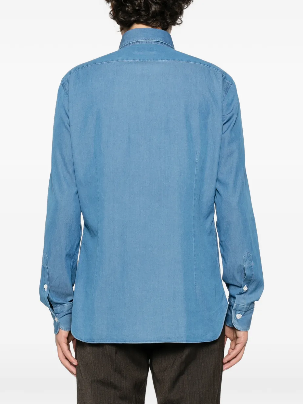 Barba spread-collar button-up shirt Blauw