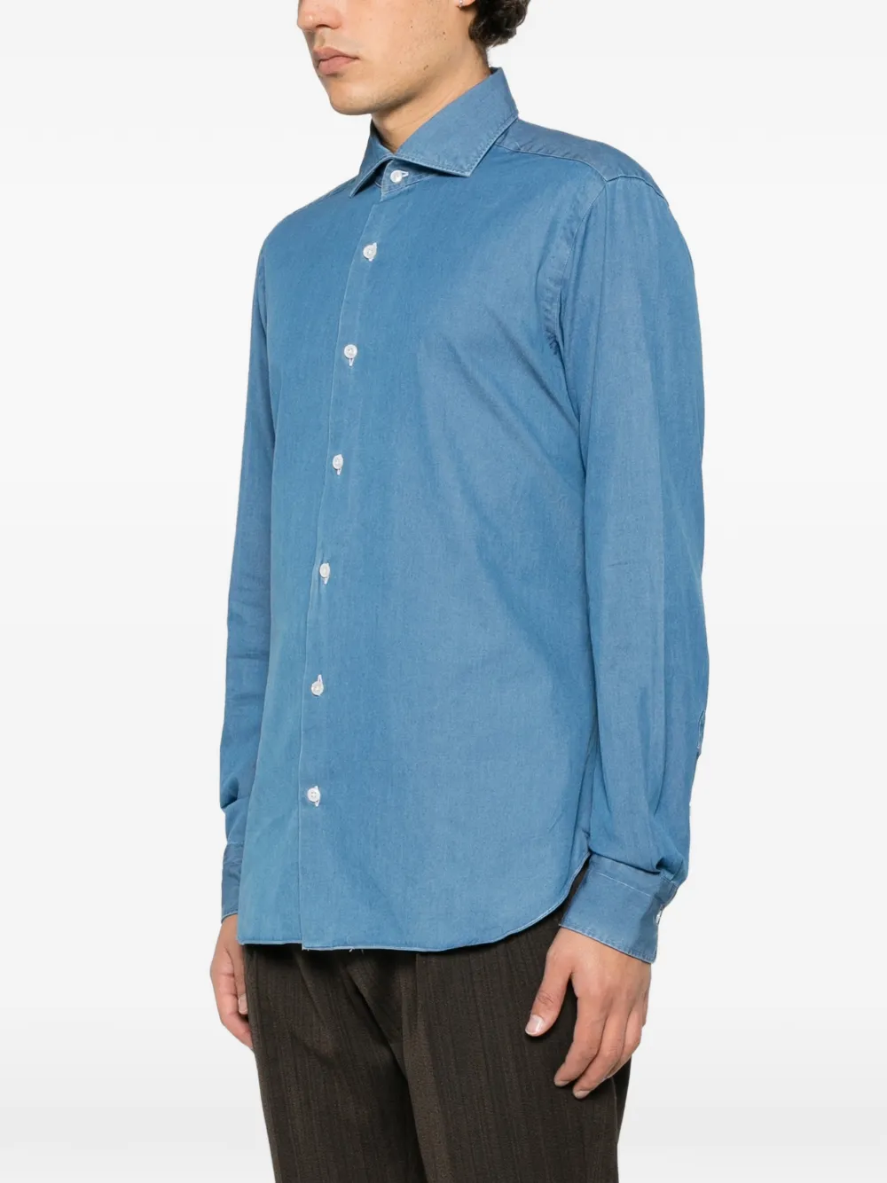 Barba spread-collar button-up shirt Blauw