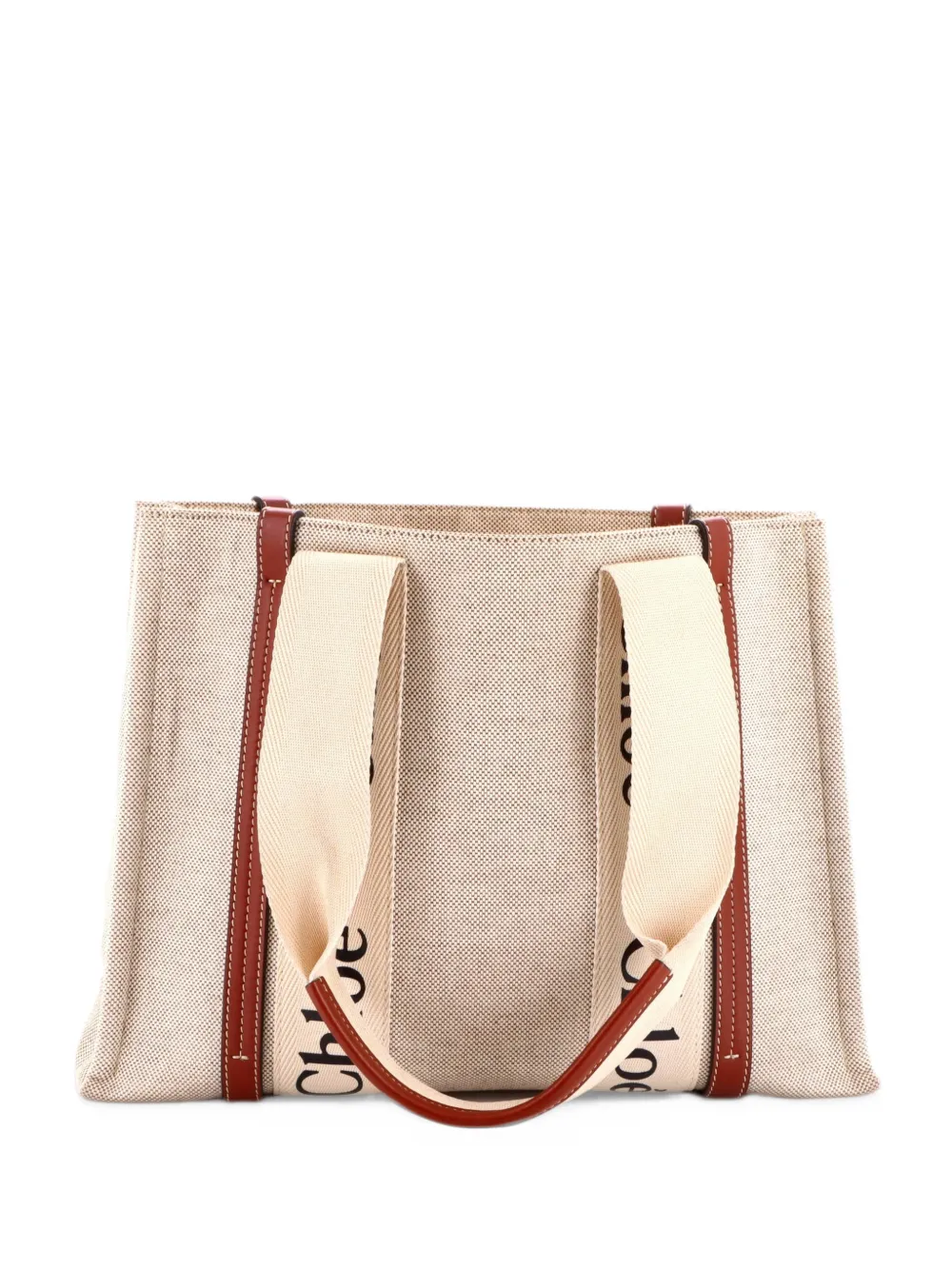 Chloé Pre-Owned Woody Canvas with Leather Medium tote bag - Marrone
