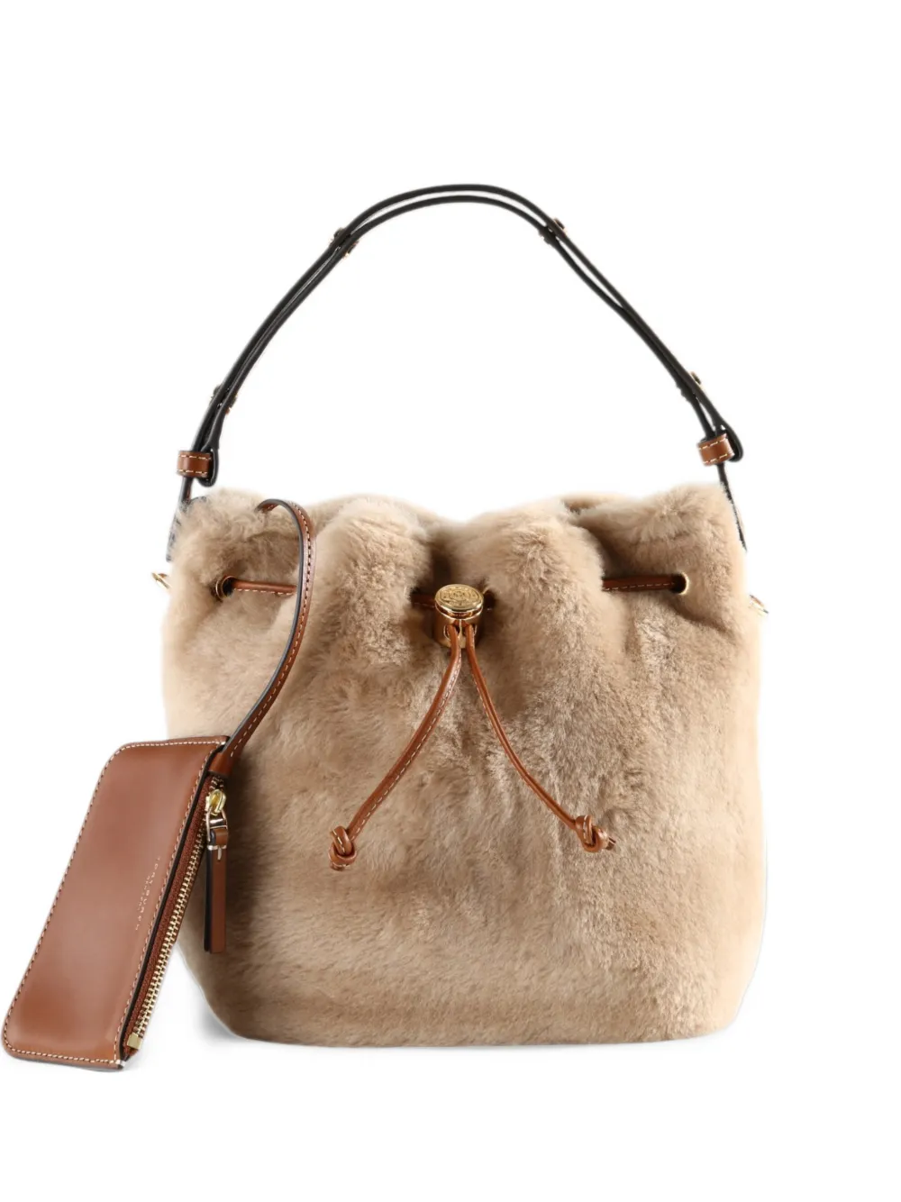 Tory Burch shearling drawstring bucket bag - Toni neutri