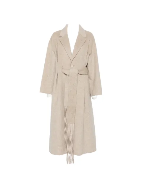 Isabelle Blanche fringe-detail belted coat