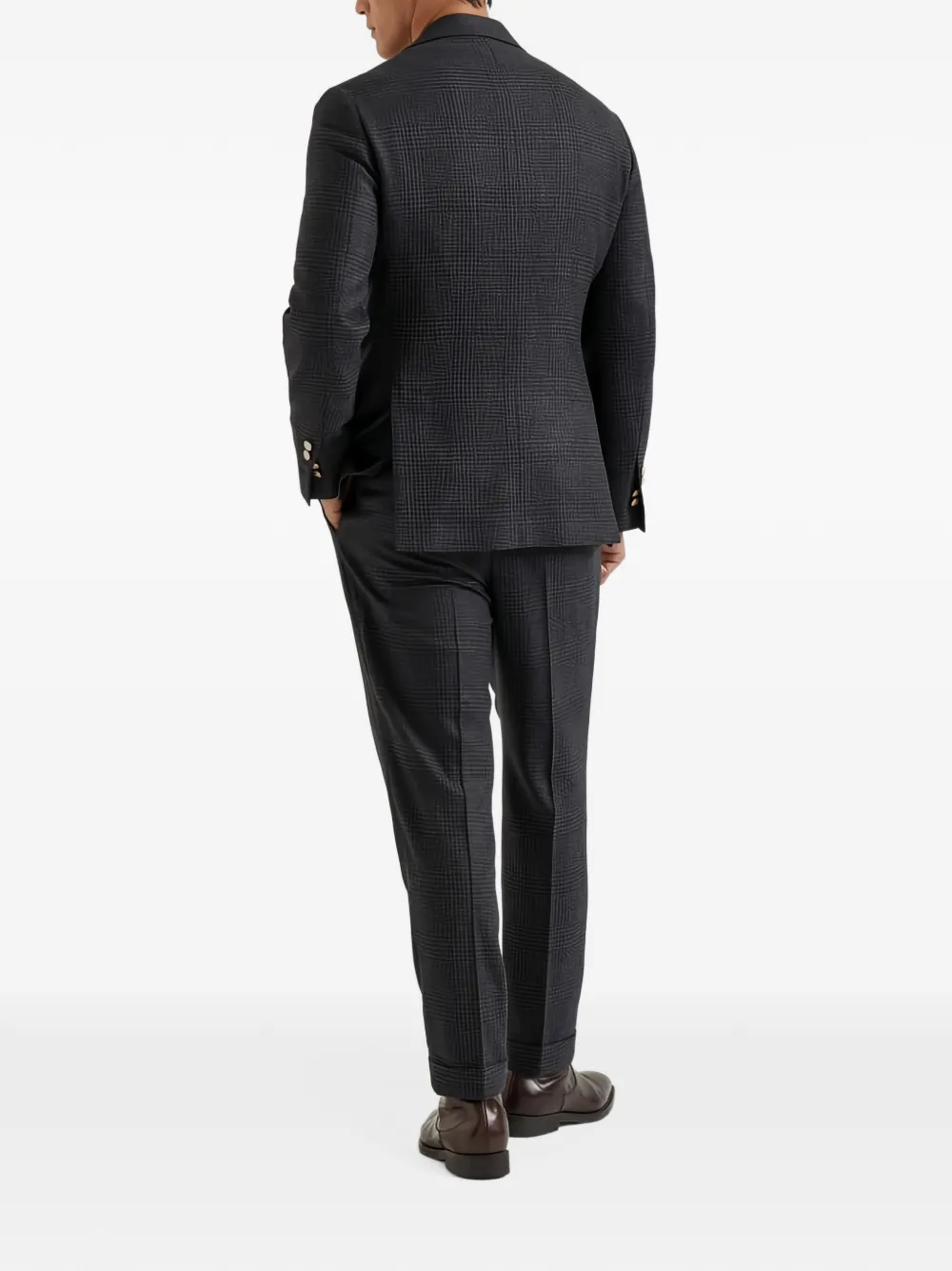 Brunello Cucinelli double-breasted checked suit Grijs