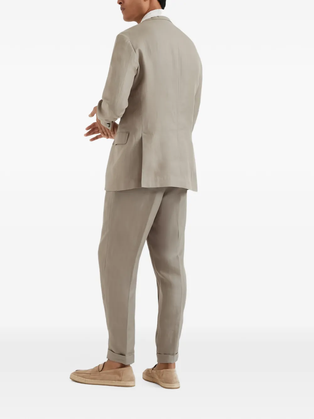 Brunello Cucinelli notch-lapel linen suit Beige