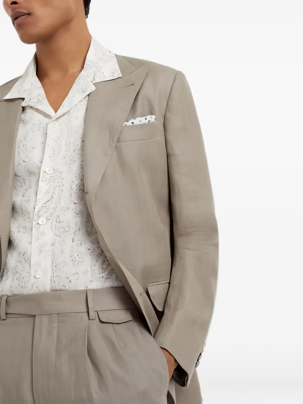 Brunello Cucinelli notch-lapel linen suit Beige