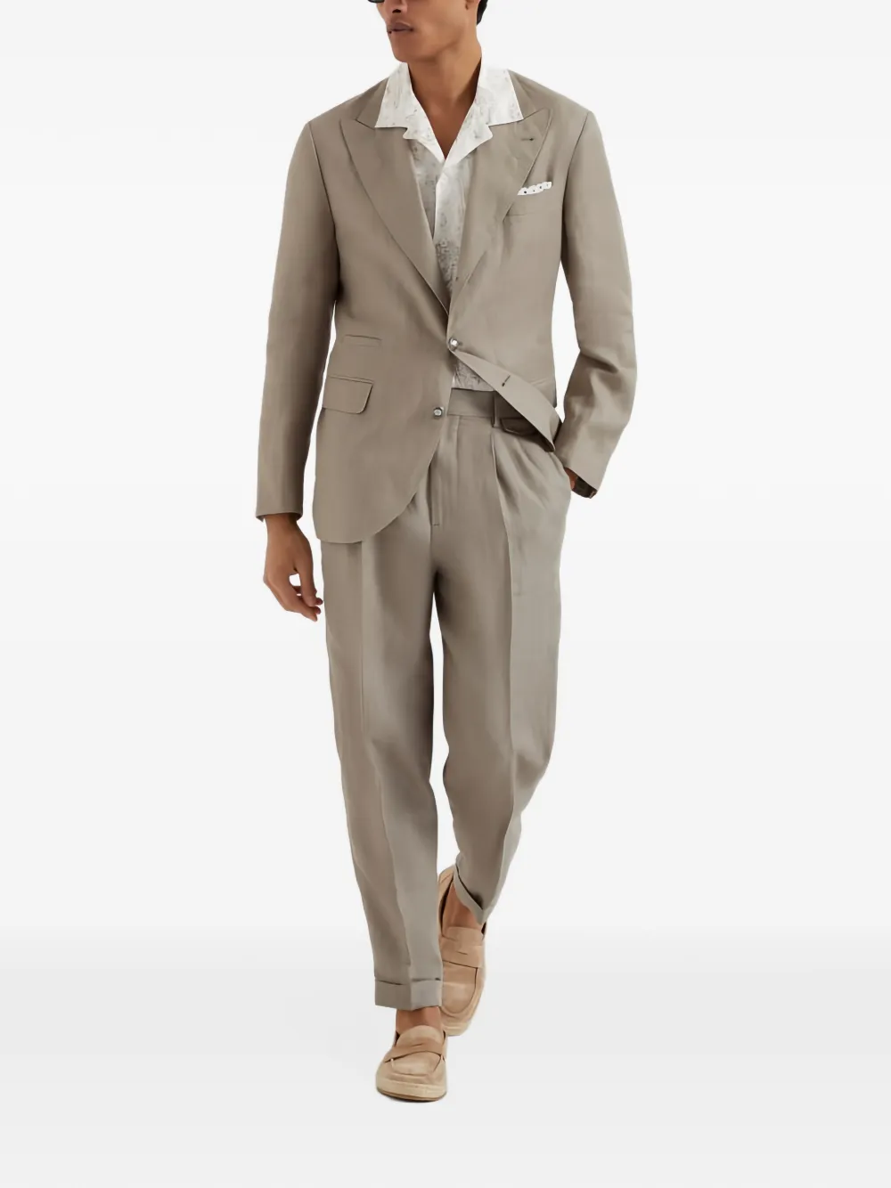 Brunello Cucinelli notch-lapel linen suit - Toni neutri