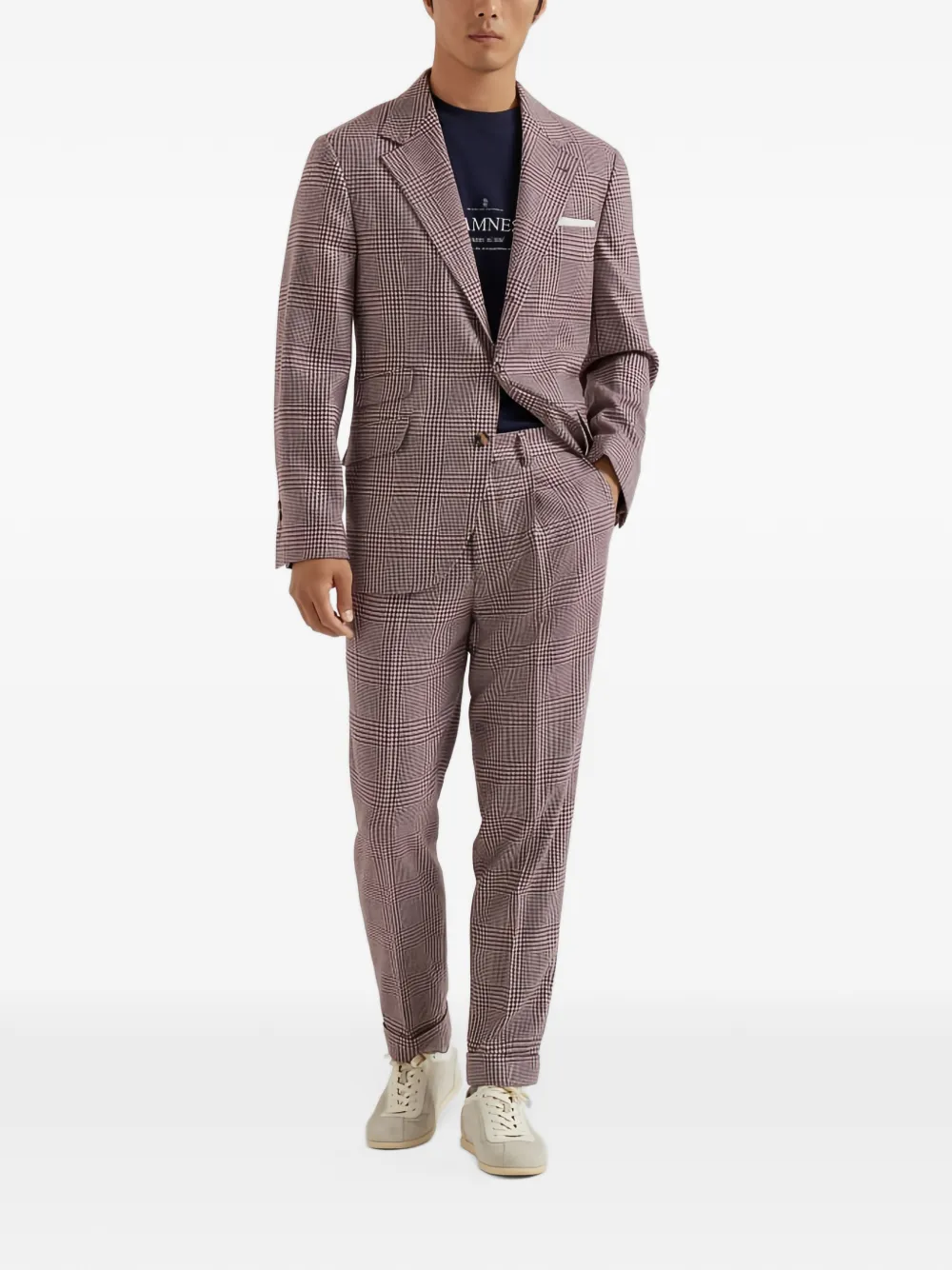 Brunello Cucinelli checked single-breasted suit - Viola