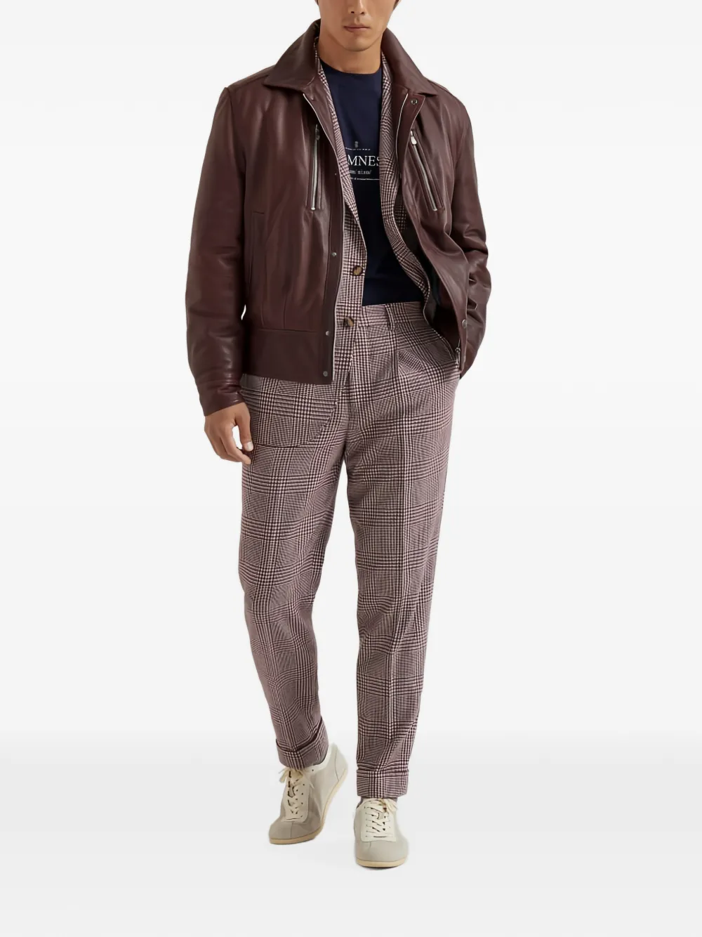 Brunello Cucinelli checked single-breasted suit Paars