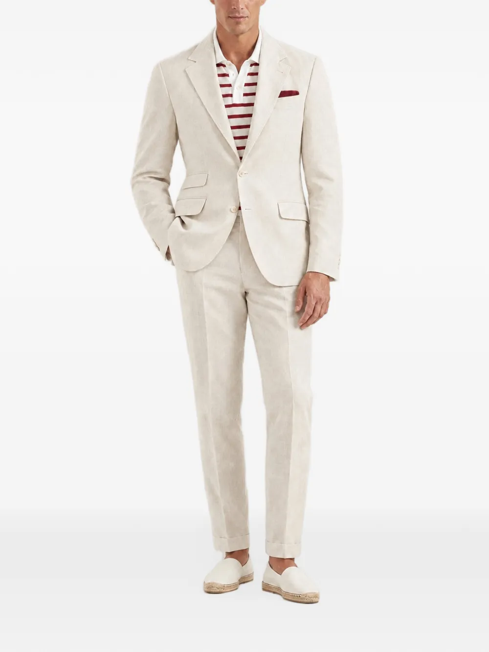 Brunello Cucinelli linen single-breasted suit Beige