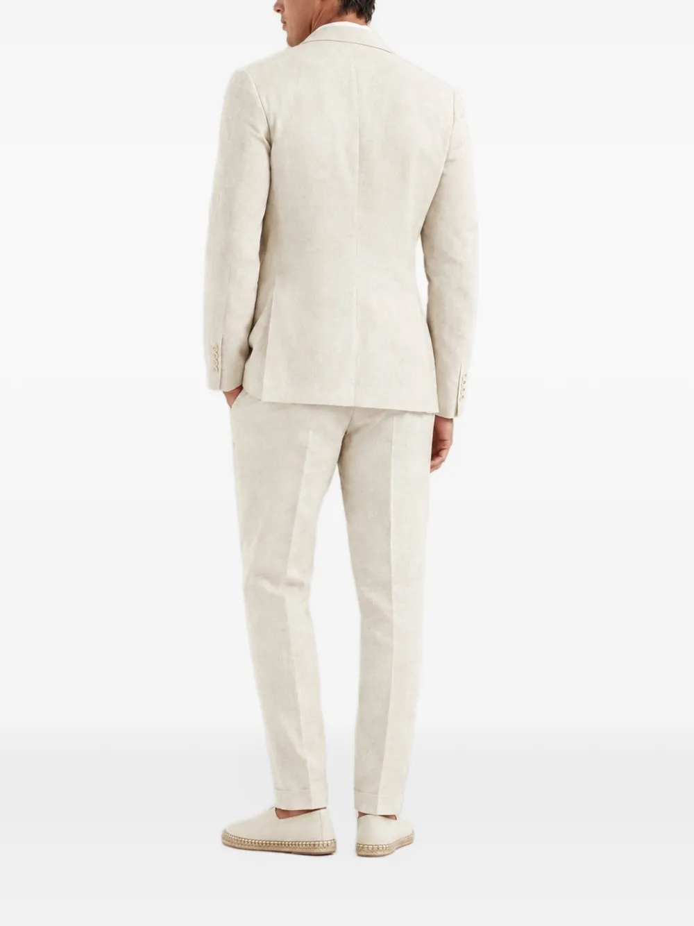 Brunello Cucinelli linen single-breasted suit Beige