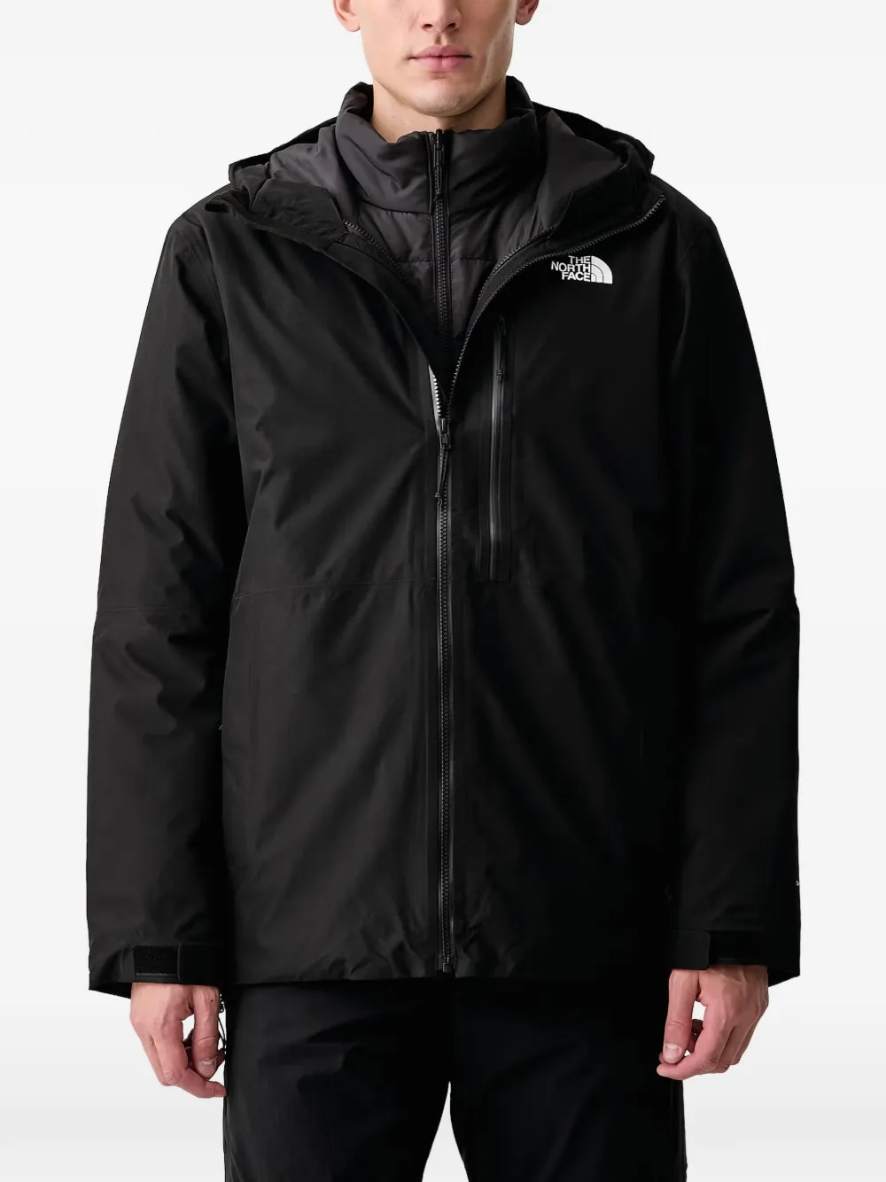 The North Face logo-print hooded jacket Zwart