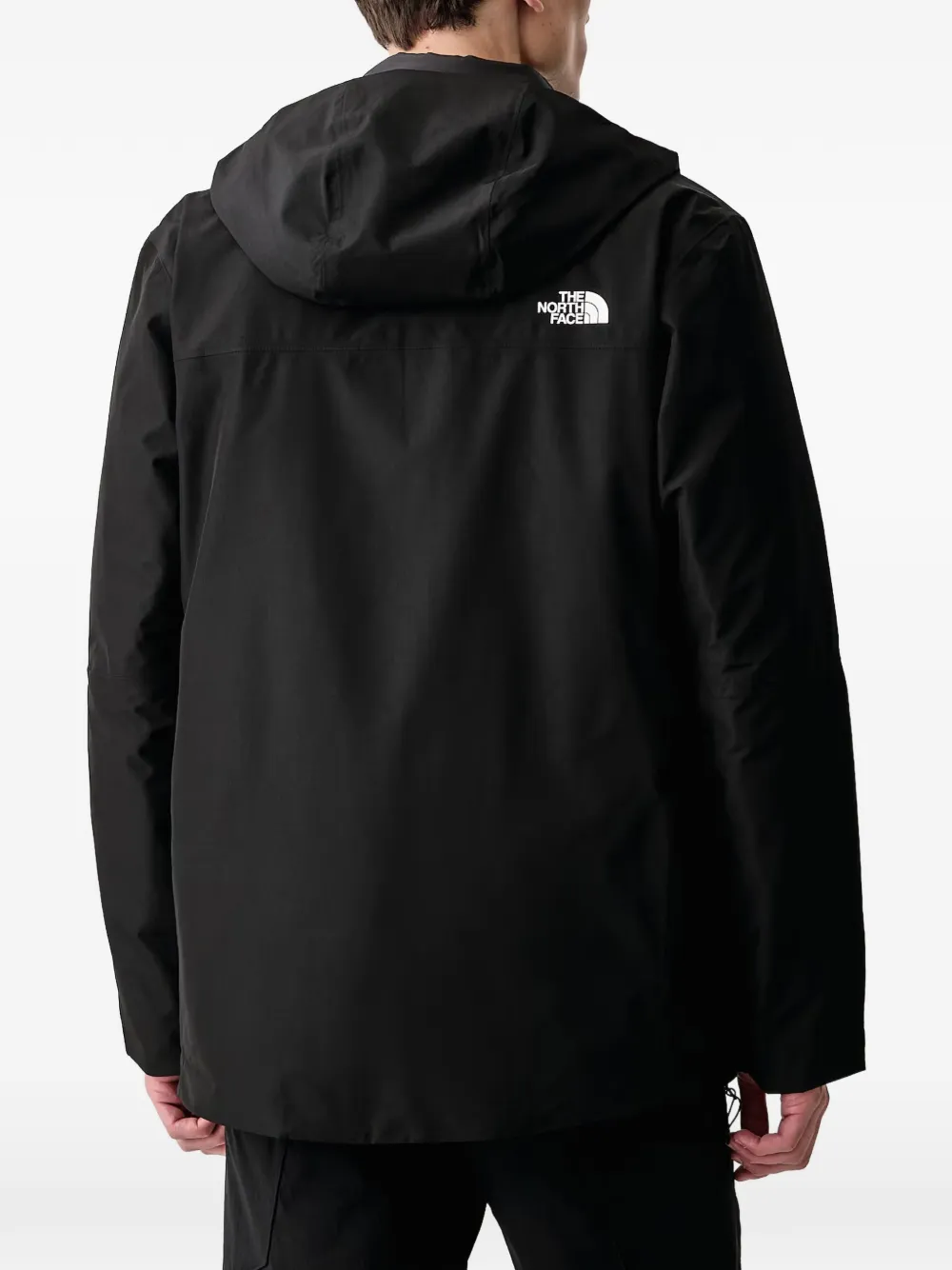 The North Face logo-print hooded jacket Zwart
