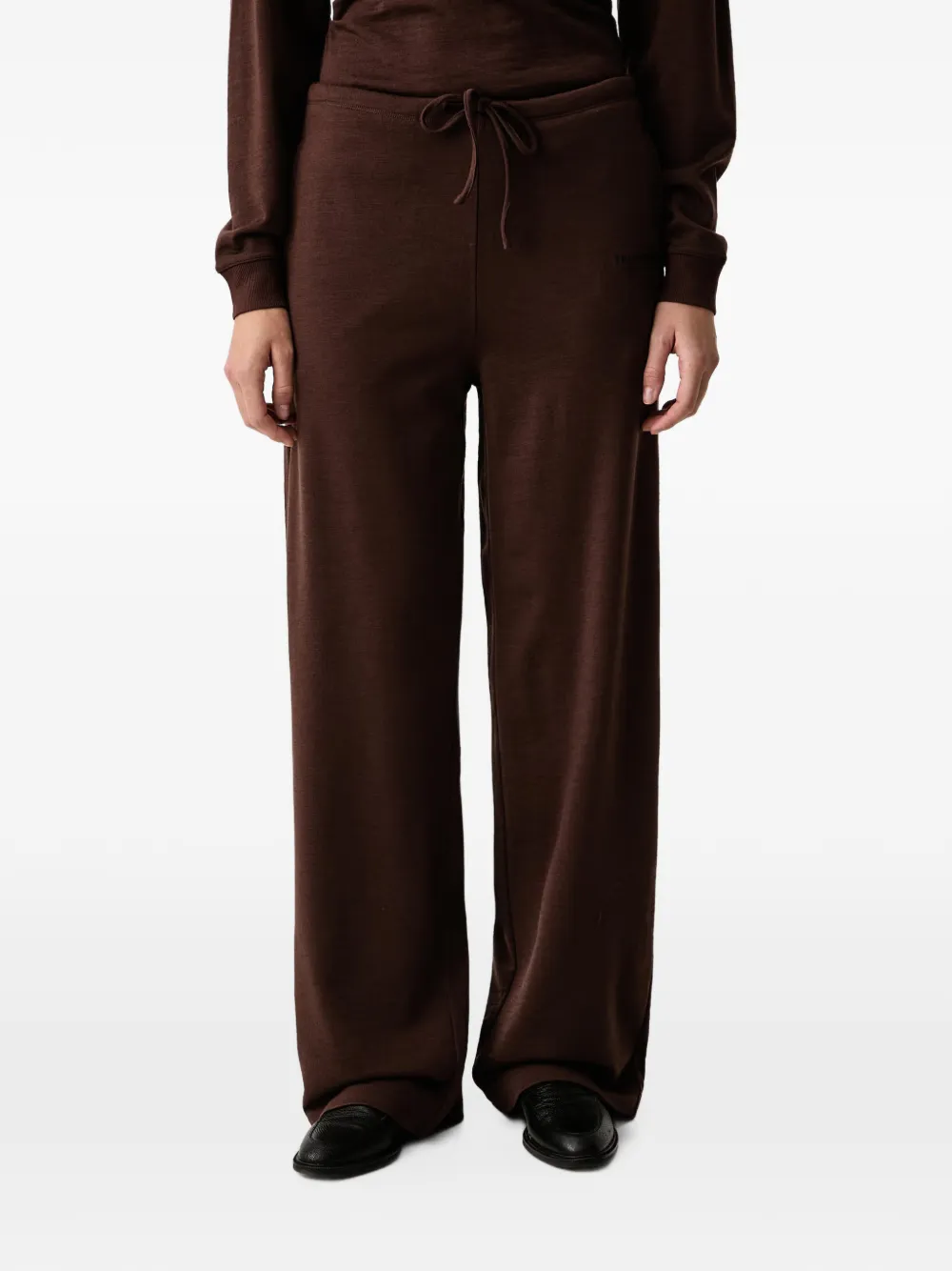 Trussardi drawstring wide-leg track pants - Marrone