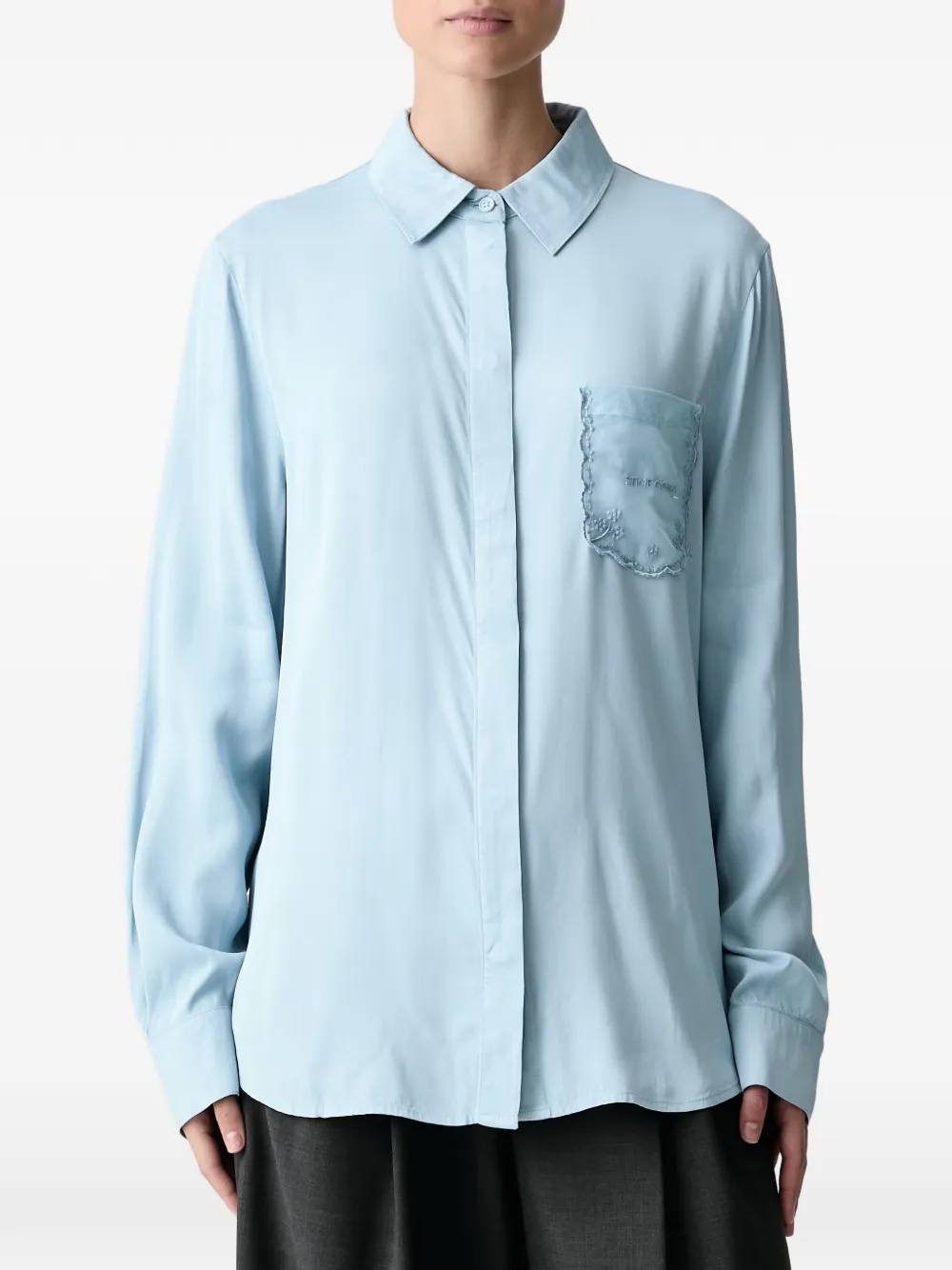 Stine Goya embroidered-pocket shirt Blauw