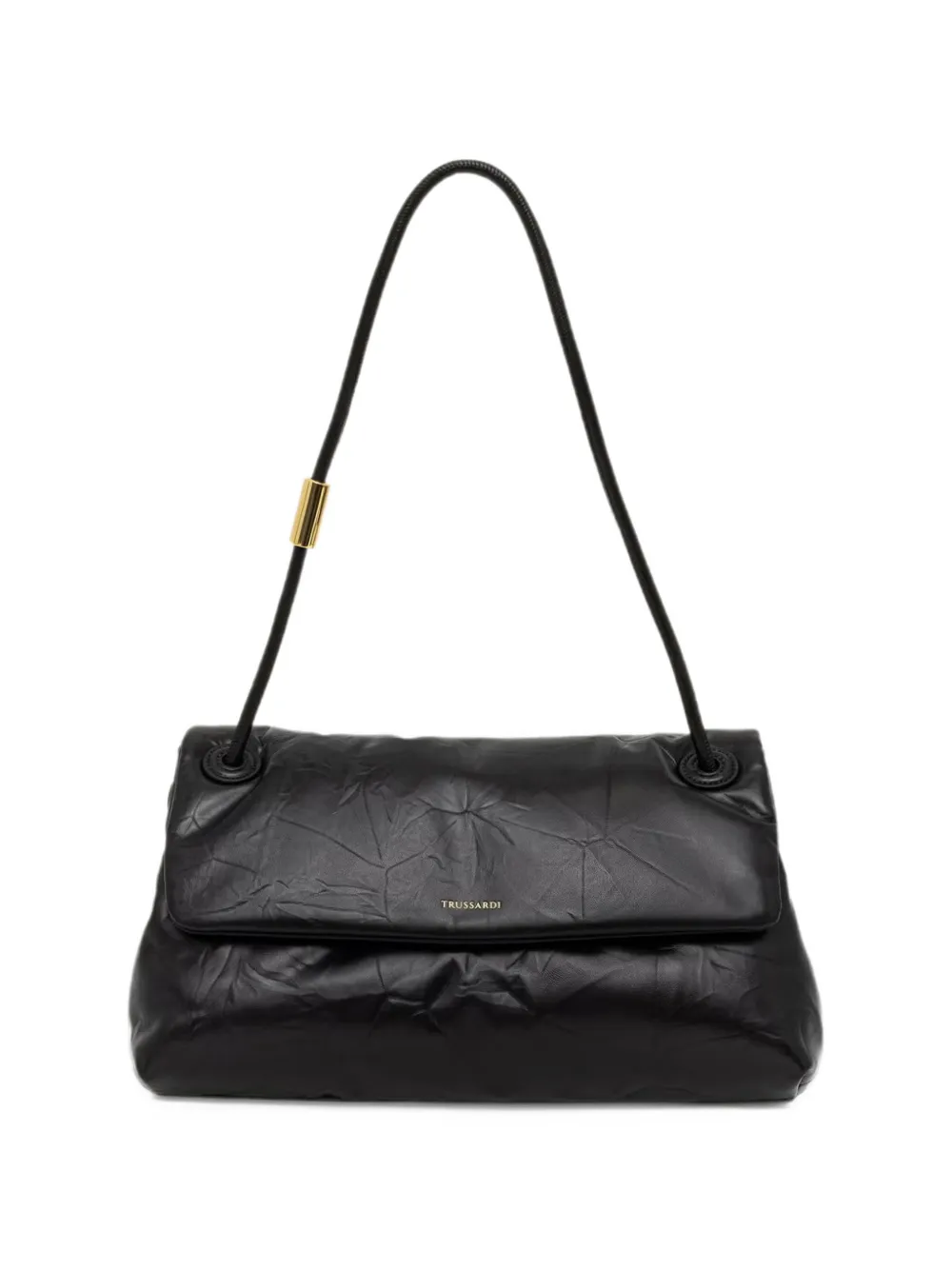 Trussardi medium Orbita crinkled-finish shoulder bag Zwart