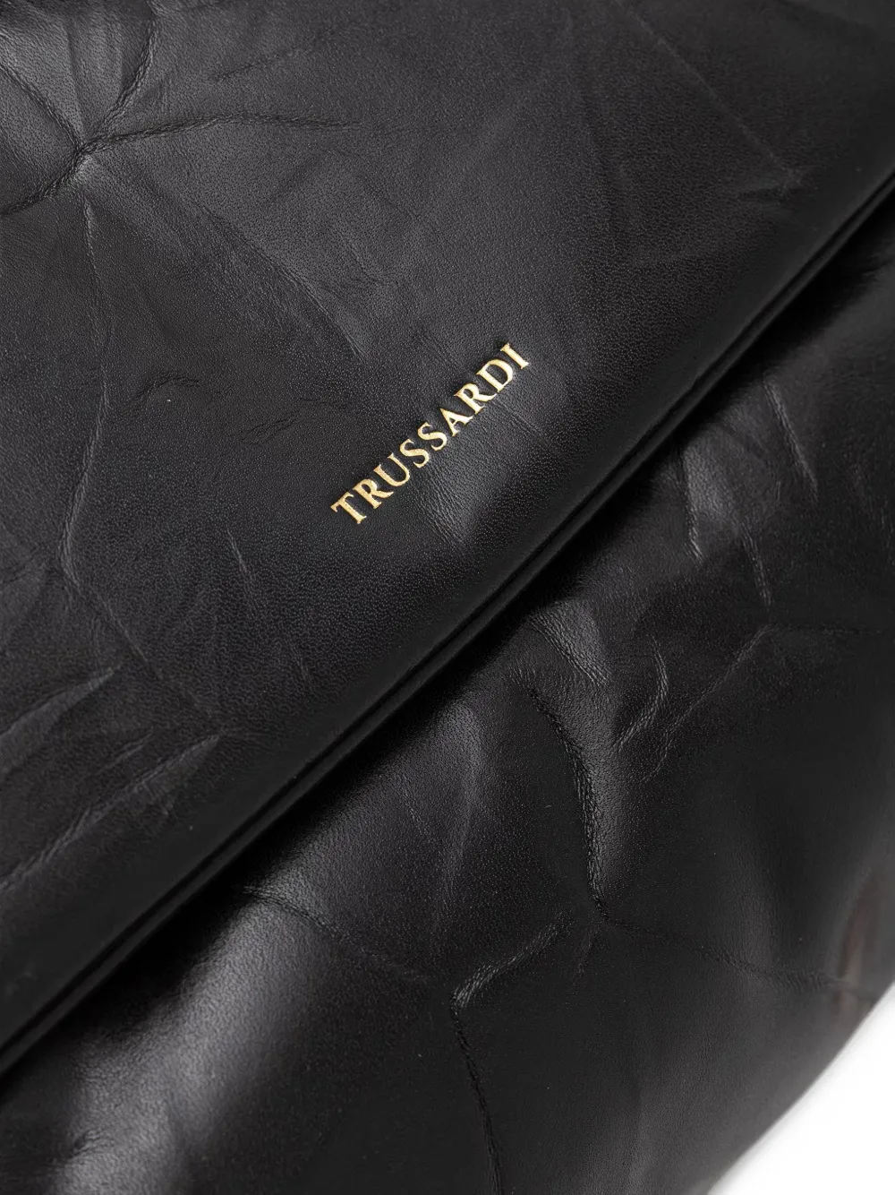 Trussardi medium Orbita crinkled-finish shoulder bag Zwart