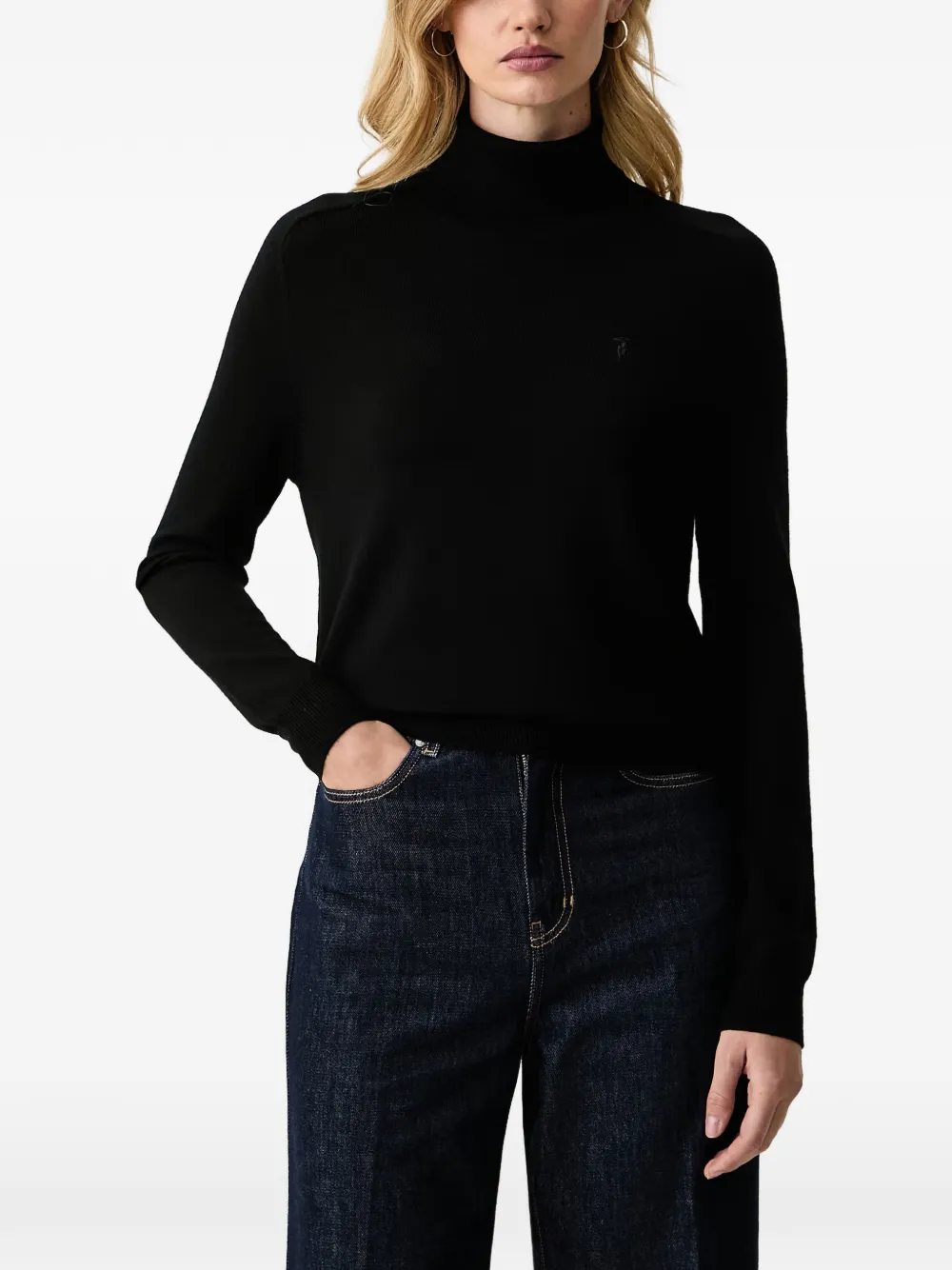 Trussardi Golf logo-embroidered roll-neck sweater - Nero