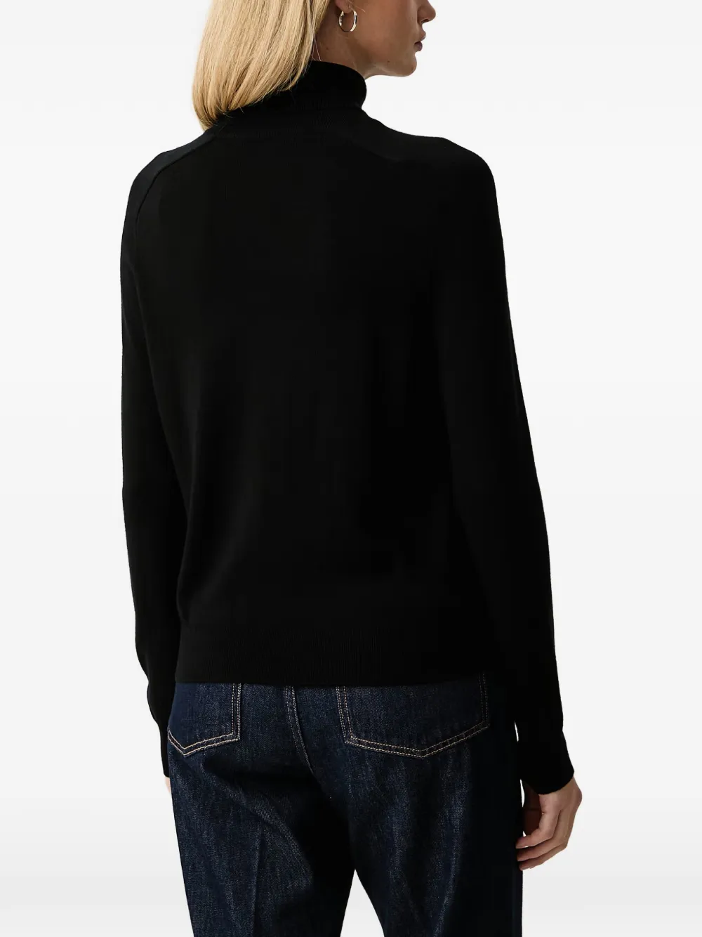 Trussardi Golf logo-embroidered roll-neck sweater Zwart