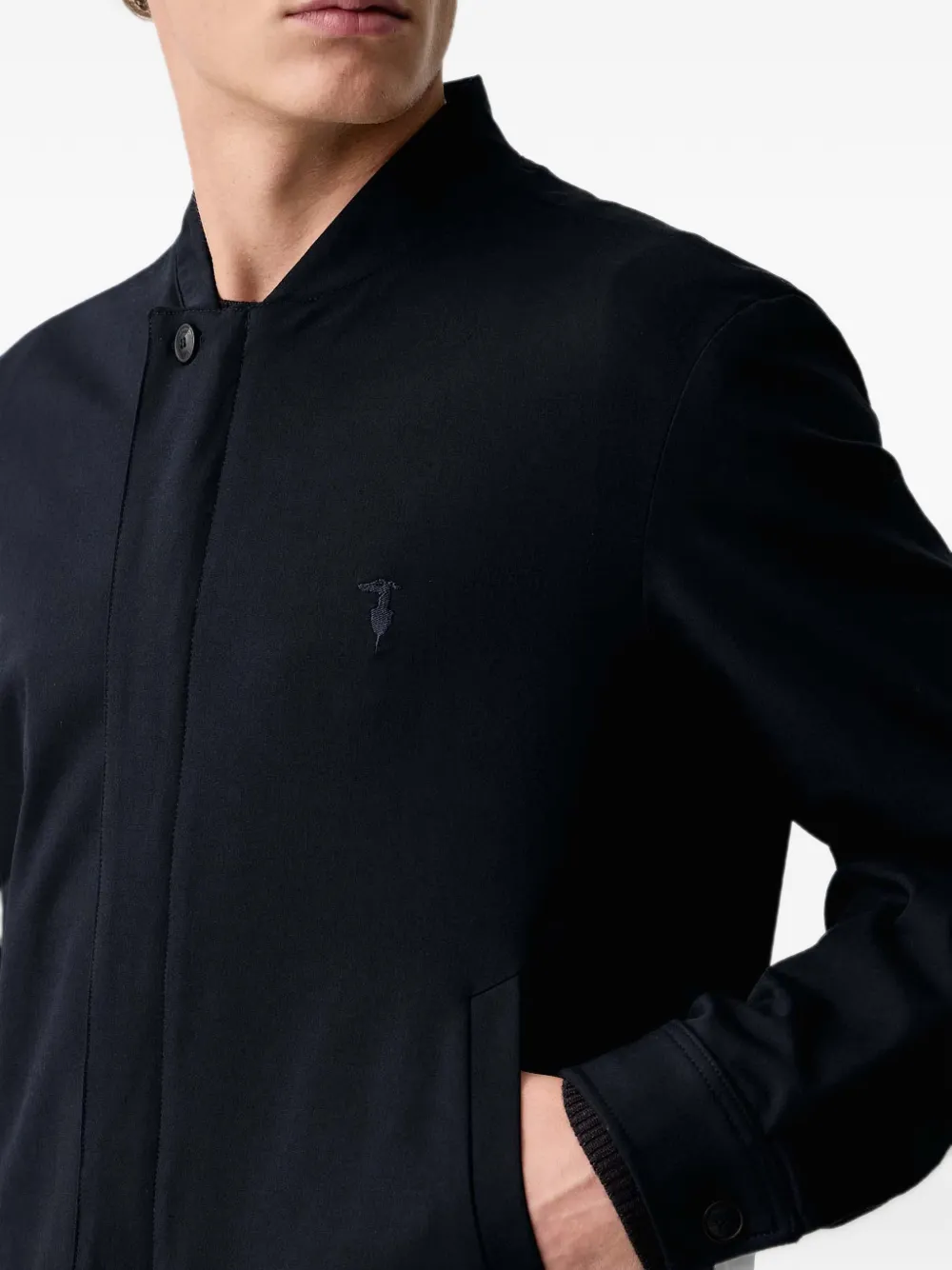 Trussardi embroidered-logo zip-up jacket Blauw
