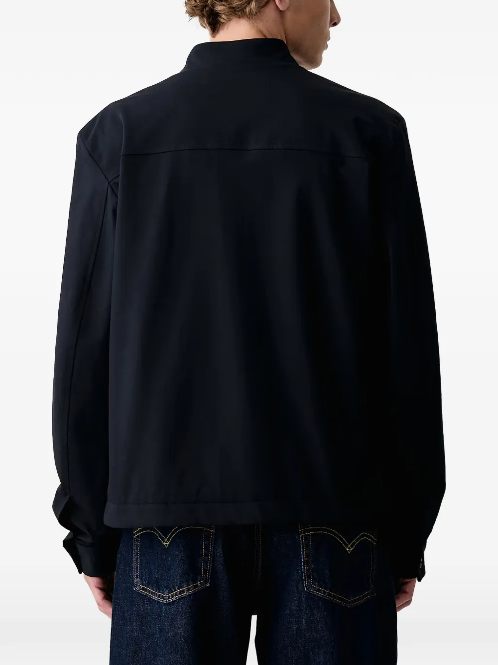 Trussardi embroidered-logo zip-up jacket Blauw
