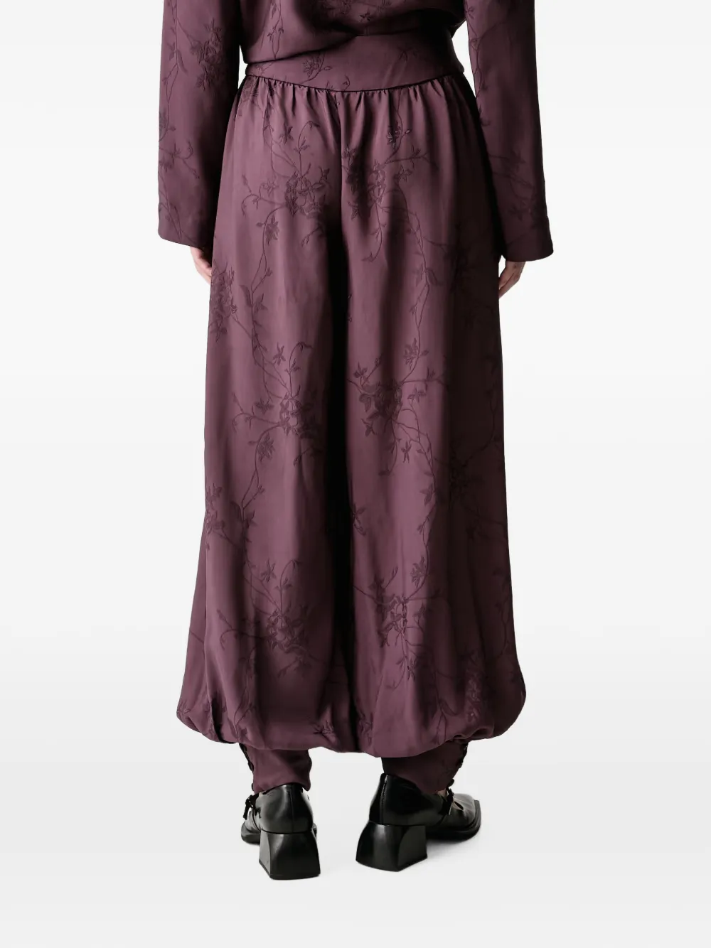 Stine Goya floral-jacquard balloon trousers Rood