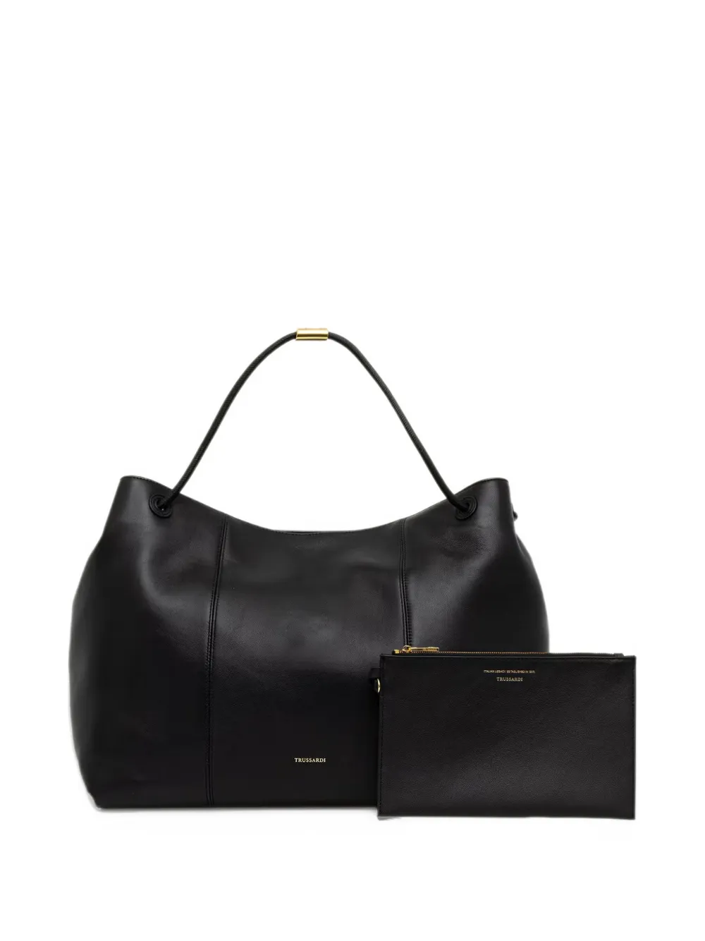 Trussardi Orbita logo-print pouch-detail handbag Zwart