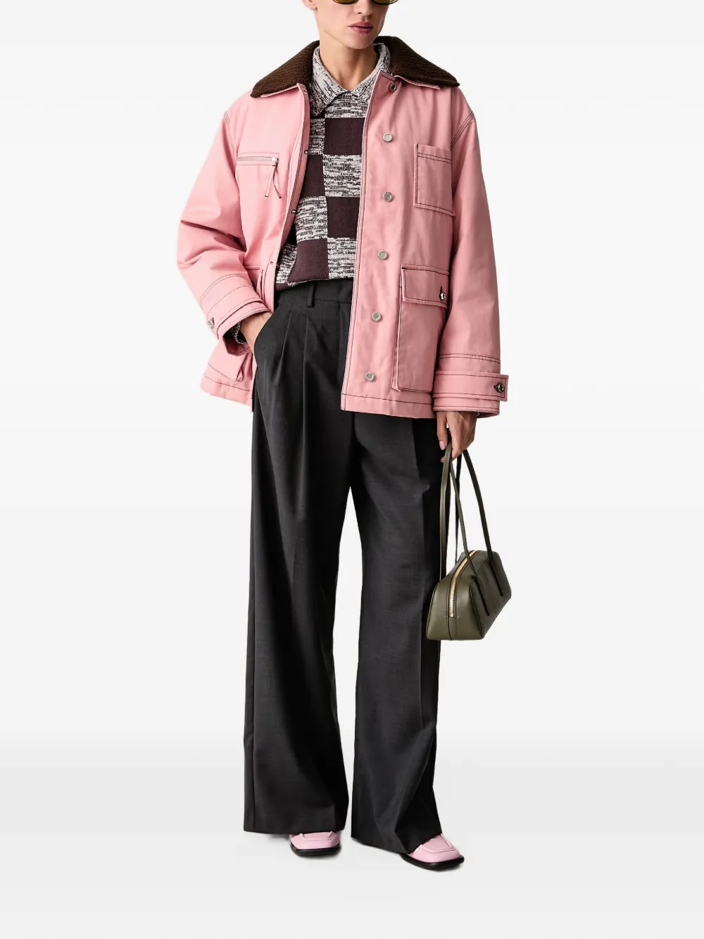 Stine Goya checkered collared sweater Bruin