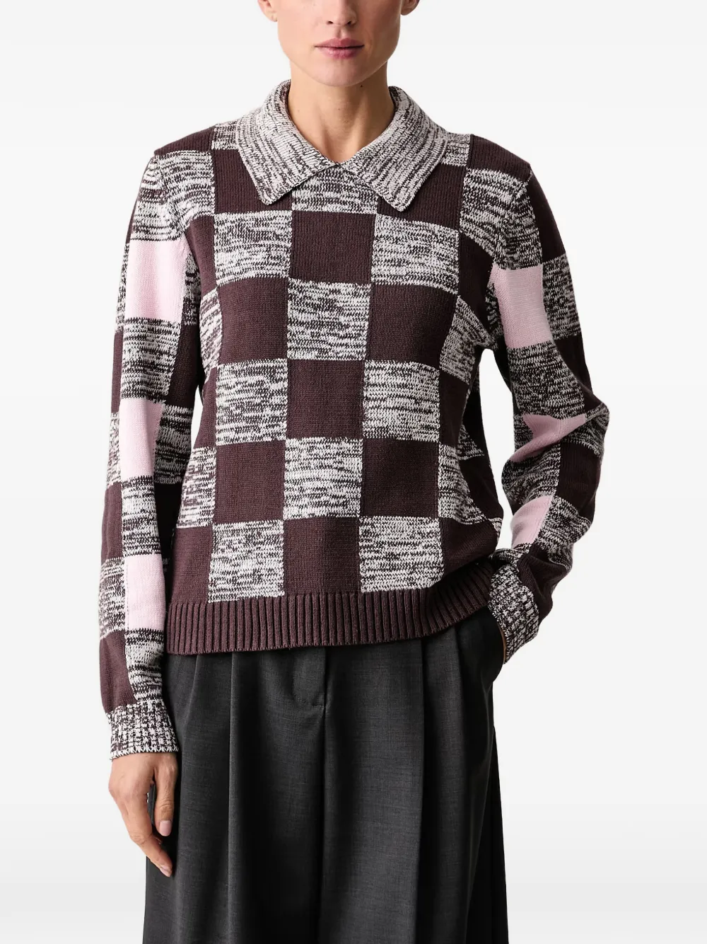 Stine Goya checkered collared sweater Bruin