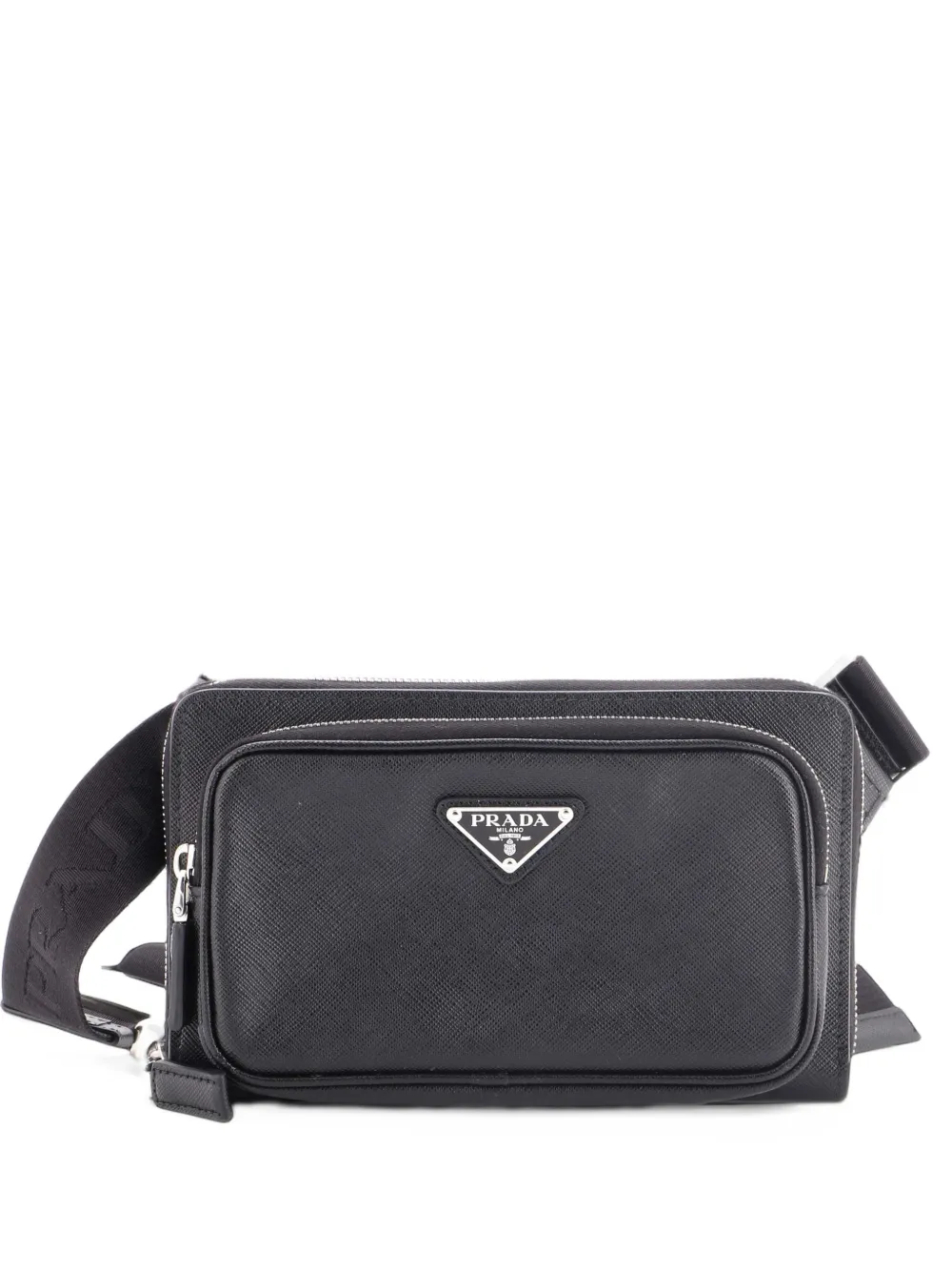 Prada Pre-Owned Zip Around Front Pocket Saffiano Leather belt bag - Nero
