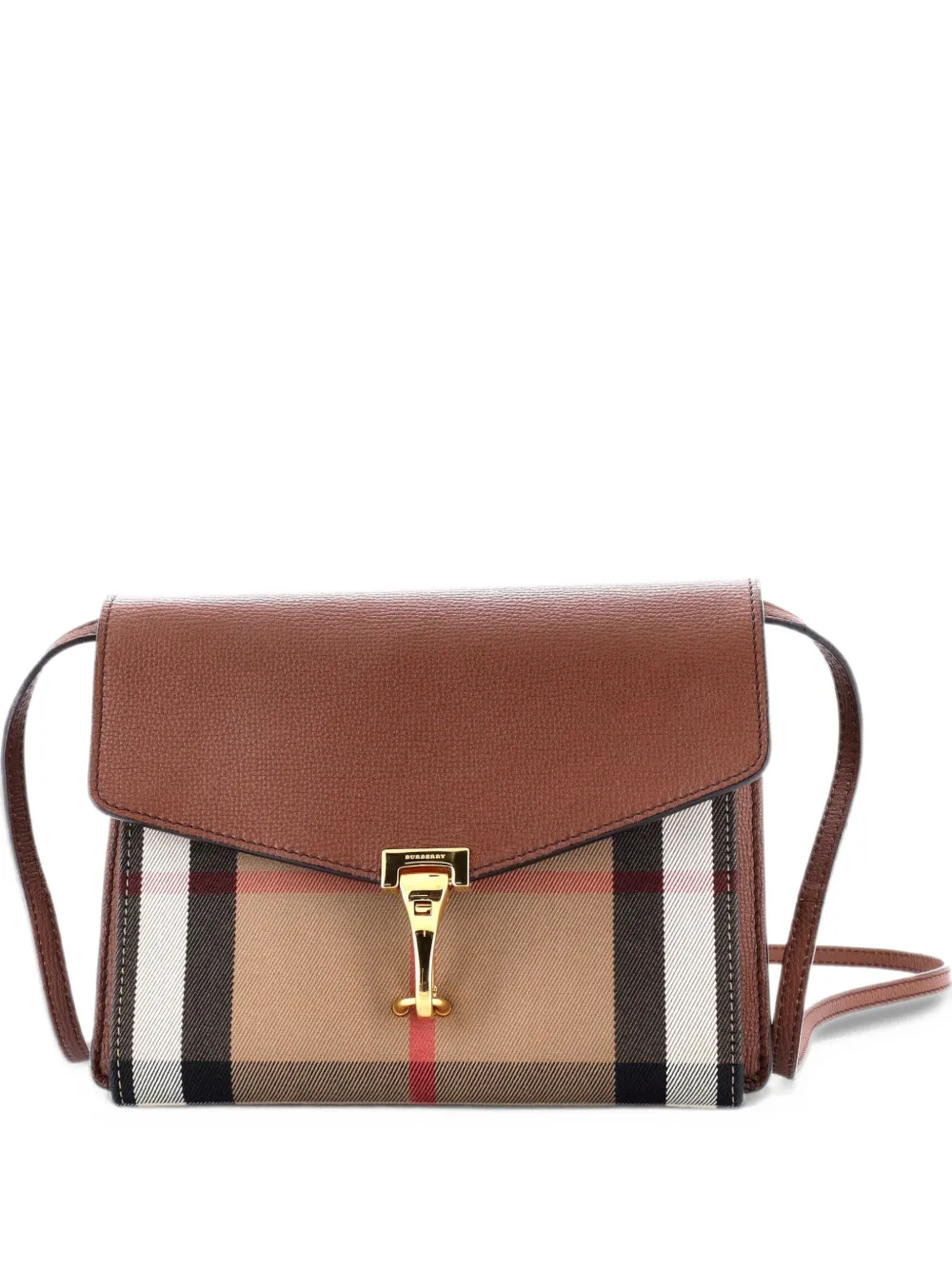 Burberry Pre-Owned Macken Crossbody Bag Leather and House Check Canvas Baby shoulder bag - Brown