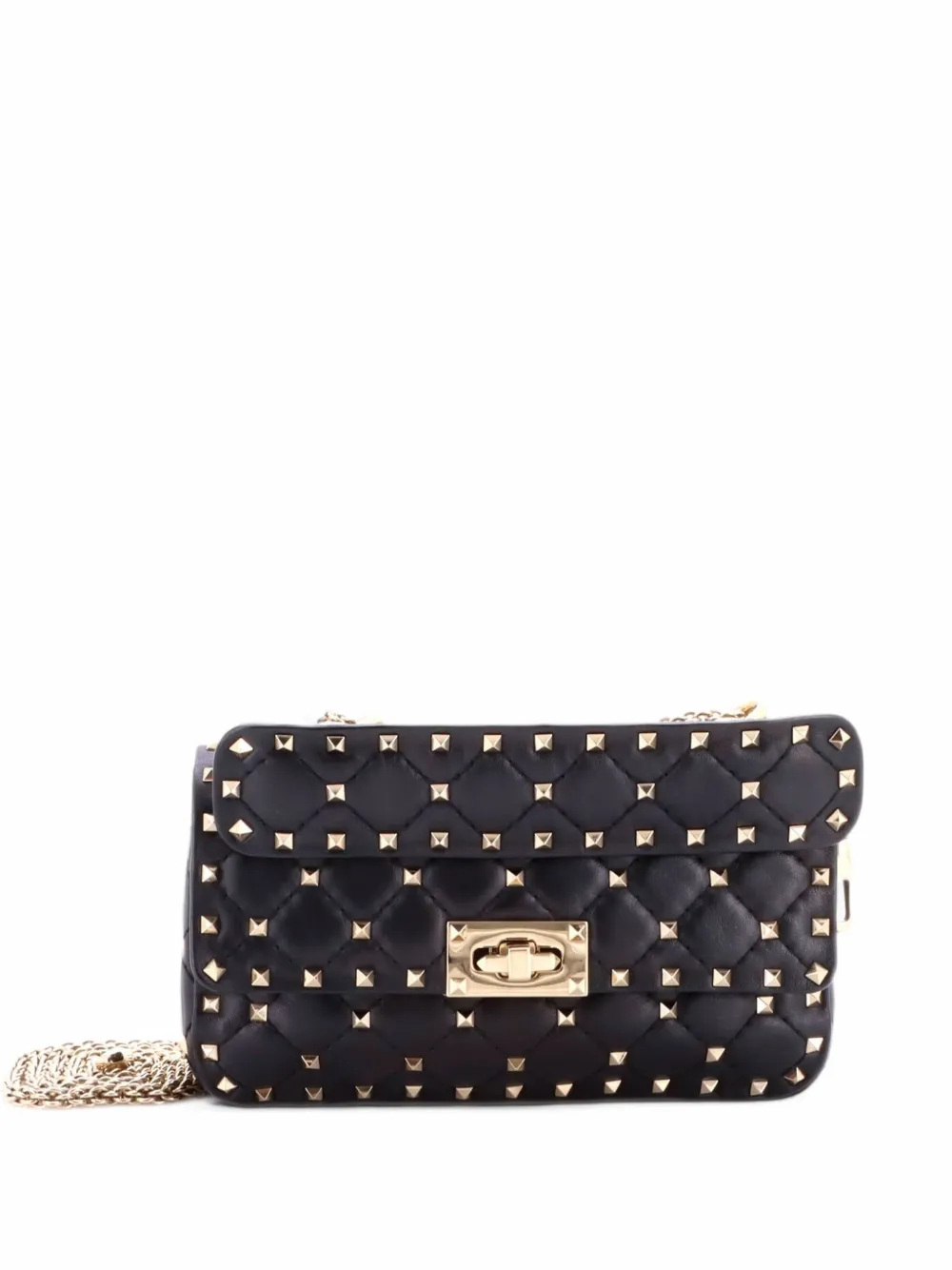 Valentino Garavani Pre-Owned Rockstud Spike Flap Bag Quilted Leather Small crossbody bag - Nero