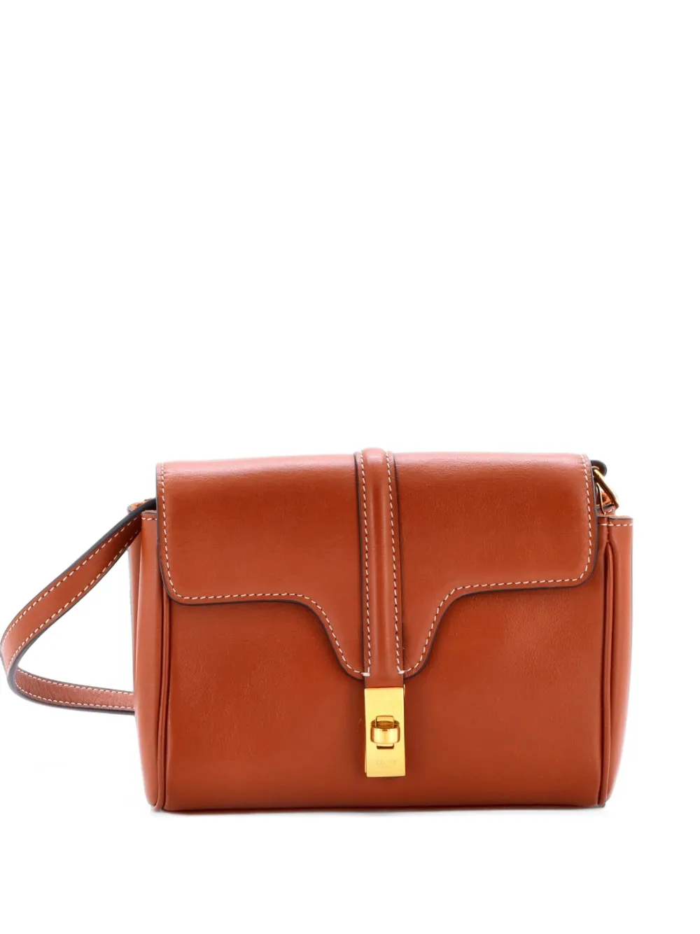 Celine Pre-Owned Soft 16 Bag Smooth Calfskin Mini crossbody bag - Marrone