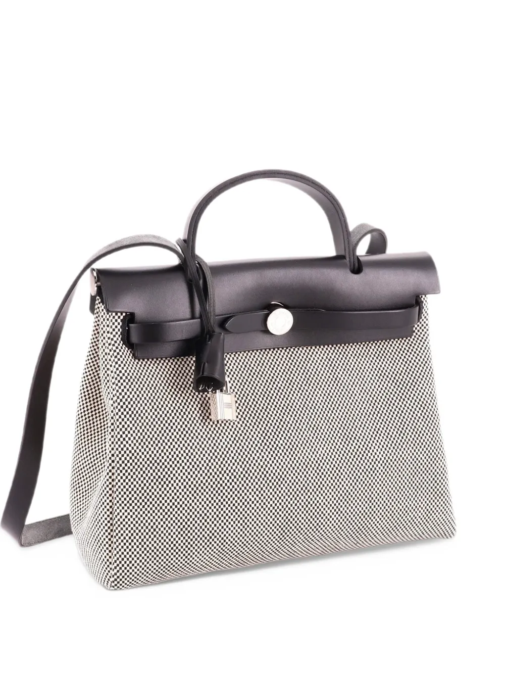 Hermès Pre-Owned Herbag Zip Criss Viking Toile and Leather 31 shoulder bag - Black