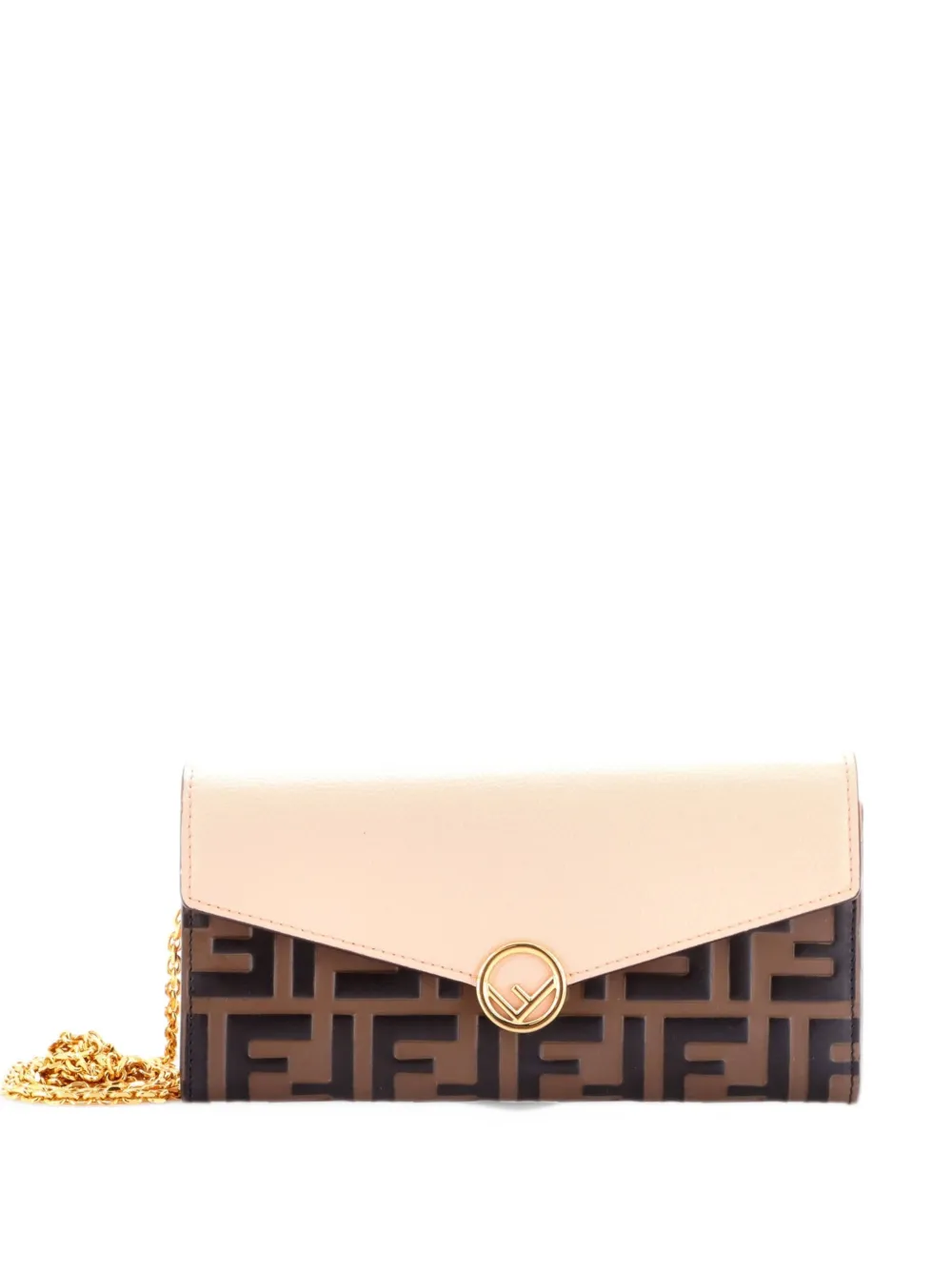 Fendi Pre-Owned F is Fendi Continental Chain Wallet Leather with Zucca Embossed Detail shoulder bag - Brown