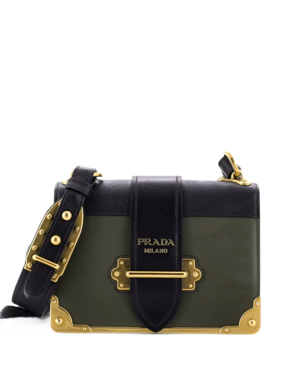 Prada Pre-Owned Cahier Leather and Saffiano Leather Small crossbody bag - Black