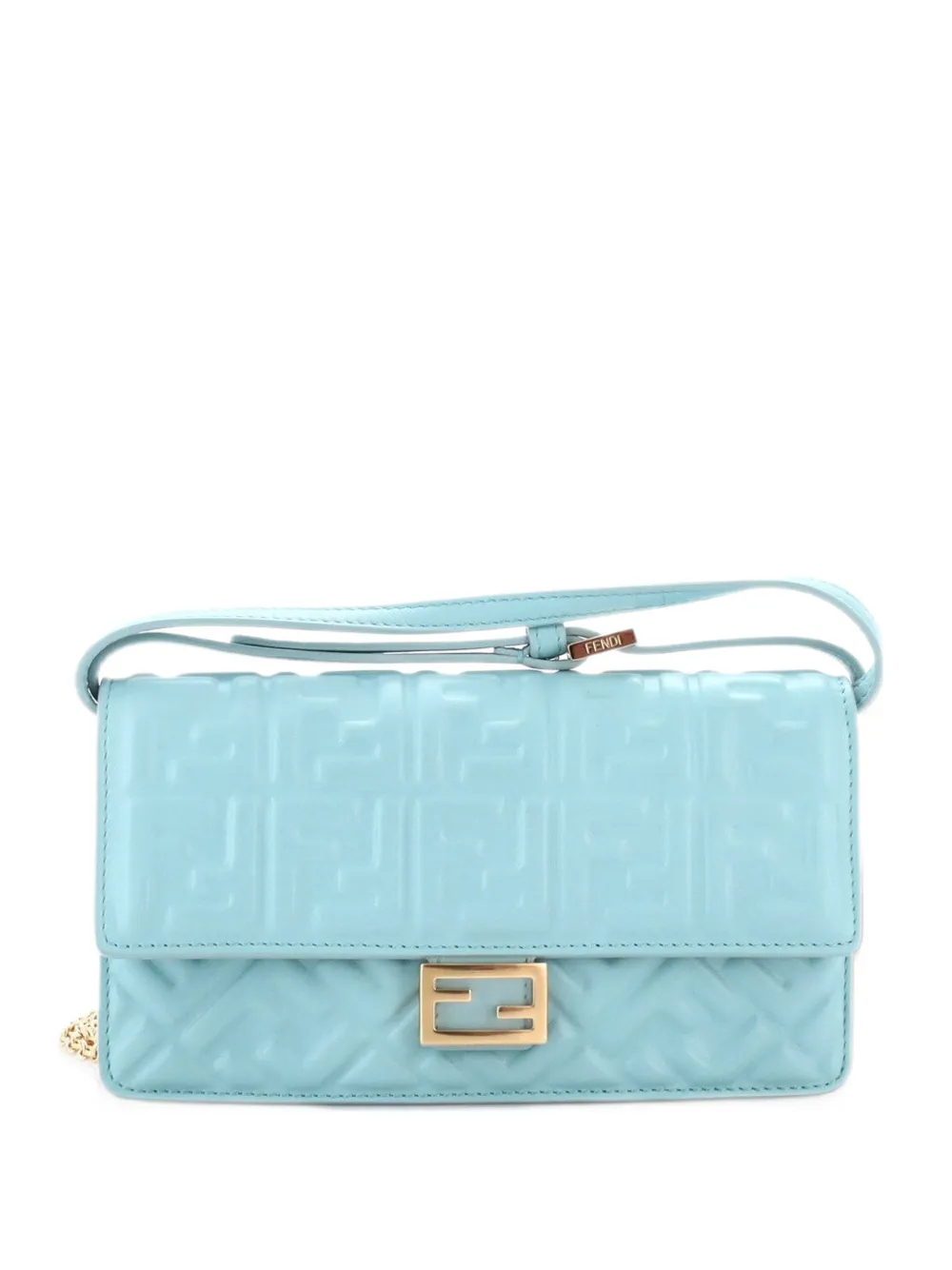 Fendi Pre-Owned Baguette Wallet on Chain Zucca Embossed Leather crossbody bag - Blue